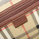 Burberrys Nova Check Boston Bag PVC Beige Gold Auth 188601-18