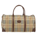 Burberrys Nova Check Boston Bag PVC Beige Gold Auth 188601-13