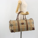 Burberrys Nova Check Boston Bag PVC Beige Gold Auth 188601-23