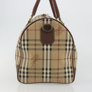 Burberrys Nova Check Boston Bag PVC Beige Gold Auth 188601-4