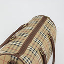 Burberrys Nova Check Boston Bag PVC Beige Gold Auth 188601-6