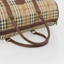 Burberrys Nova Check Boston Bag PVC Beige Gold Auth 188601-7