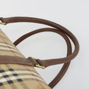 Burberrys Nova Check Boston Bag PVC Beige Gold Auth 188601-8