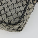 CELINE Macadam Canvas Shoulder Bag Navy Silver Auth 188605A-15