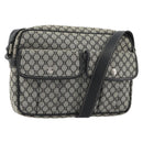 CELINE Macadam Canvas Shoulder Bag Navy Silver Auth 188605A-1