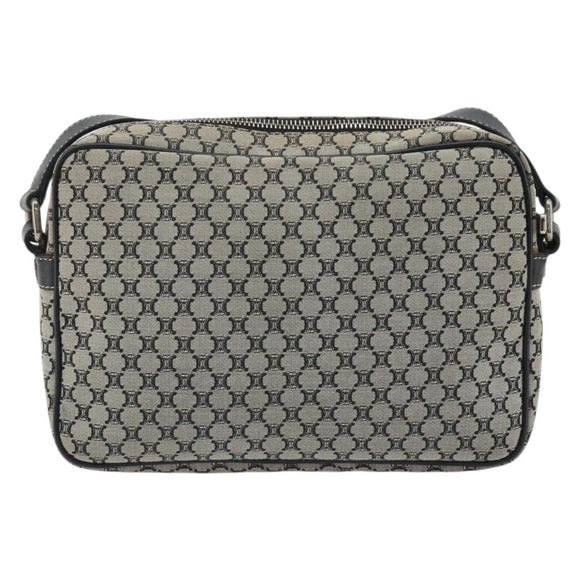 CELINE Macadam Canvas Shoulder Bag Navy Silver Auth 188605A