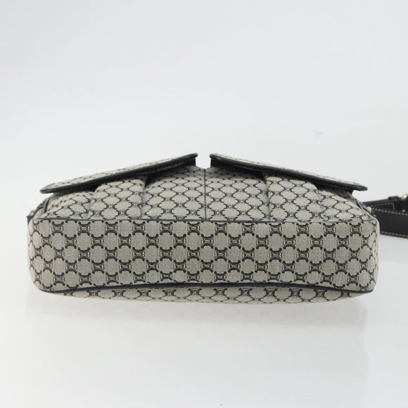 CELINE Macadam Canvas Shoulder Bag Navy Silver Auth 188605A