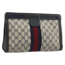 GUCCI GG Supreme Sherry Line Clutch Bag PVC Navy 014 2125 28 41 Auth 188606-1
