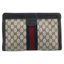 GUCCI GG Supreme Sherry Line Clutch Bag PVC Navy 014 2125 28 41 Auth 188606-2