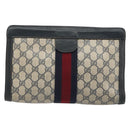 GUCCI GG Supreme Sherry Line Clutch Bag PVC Navy 014 2125 28 41 Auth 188606-3
