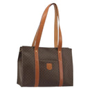 CELINE Macadam Canvas Tote Bag PVC Leather Brown Gold Auth 188607A-1