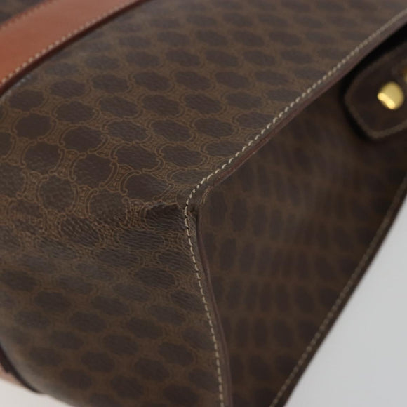 CELINE Macadam Canvas Tote Bag PVC Leather Brown Gold Auth 188607A