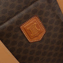 CELINE Macadam Canvas Tote Bag PVC Leather Brown Gold Auth 188607A-18
