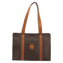 CELINE Macadam Canvas Tote Bag PVC Leather Brown Gold Auth 188607A-13