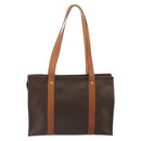 CELINE Macadam Canvas Tote Bag PVC Leather Brown Gold Auth 188607A-2