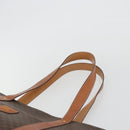 CELINE Macadam Canvas Tote Bag PVC Leather Brown Gold Auth 188607A-14