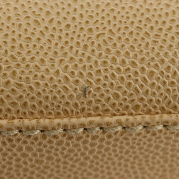 CHANEL Shoulder Bag Caviar Skin Beige Gold CC Auth 188609SAV