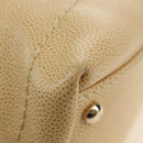 CHANEL Shoulder Bag Caviar Skin Beige Gold CC Auth 188609SAV-15