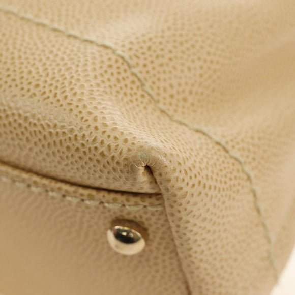 CHANEL Shoulder Bag Caviar Skin Beige Gold CC Auth 188609SAV