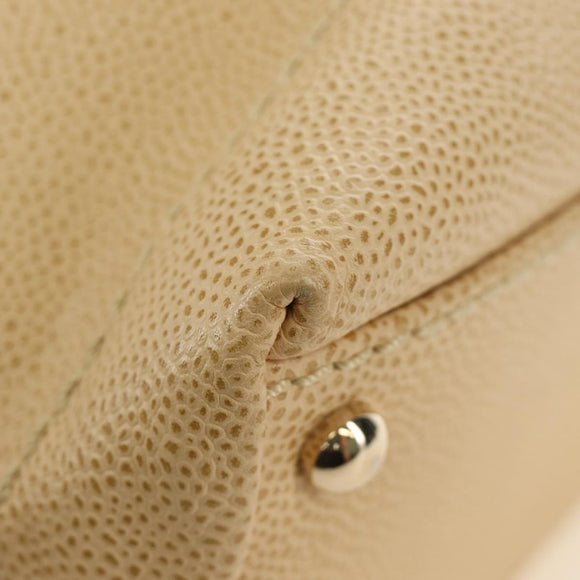 CHANEL Shoulder Bag Caviar Skin Beige Gold CC Auth 188609SAV