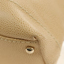 CHANEL Shoulder Bag Caviar Skin Beige Gold CC Auth 188609SAV-18