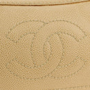CHANEL Shoulder Bag Caviar Skin Beige Gold CC Auth 188609SAV-19