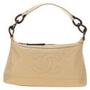 CHANEL Shoulder Bag Caviar Skin Beige Gold CC Auth 188609SAV-13