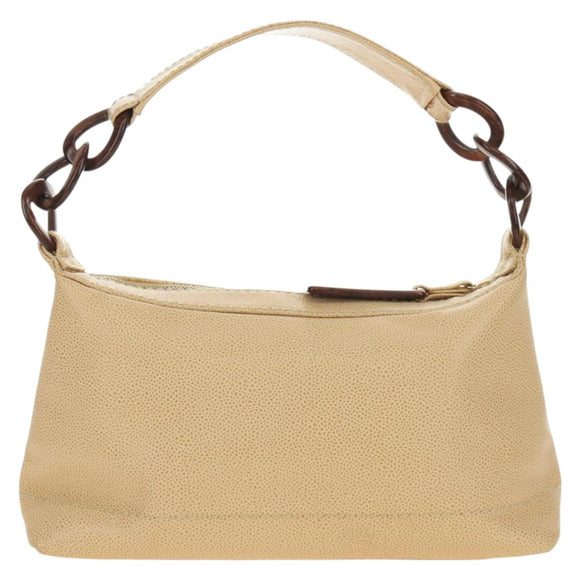 CHANEL Shoulder Bag Caviar Skin Beige Gold CC Auth 188609SAV