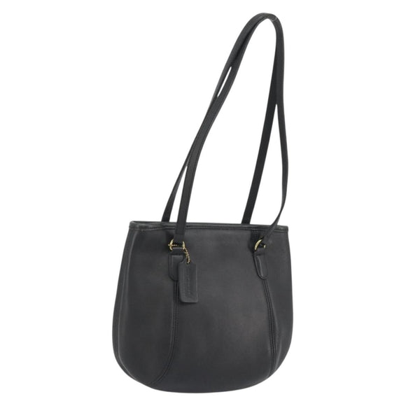 Coach Tote Bag Leather Black Gold Auth 188610A
