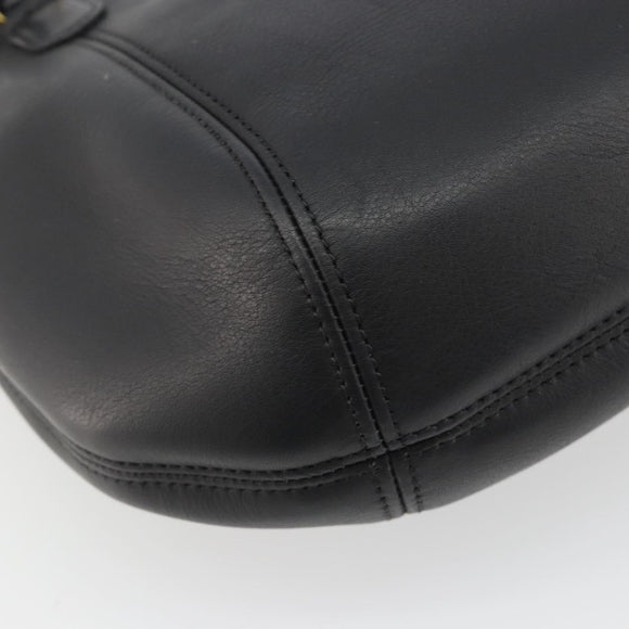 Coach Tote Bag Leather Black Gold Auth 188610A
