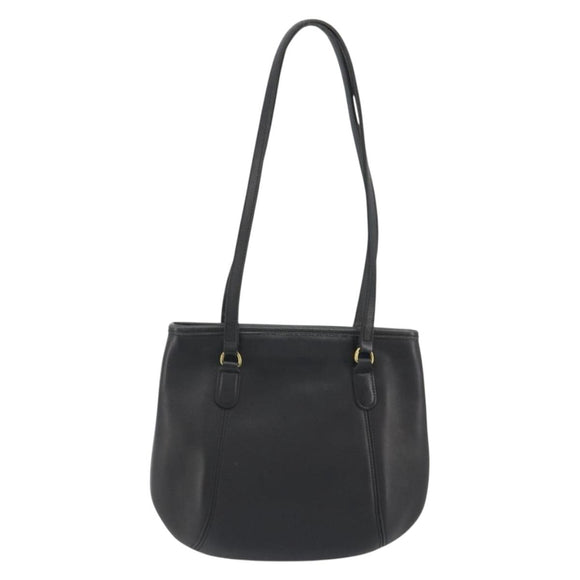 Coach Tote Bag Leather Black Gold Auth 188610A