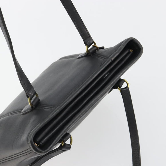 Coach Tote Bag Leather Black Gold Auth 188610A