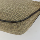 FENDI Zucchino Canvas Hand Pouch Beige Gold Auth 188611A-8