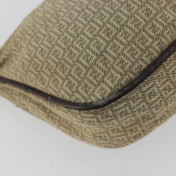 FENDI Zucchino Canvas Hand Pouch Beige Gold Auth 188611A