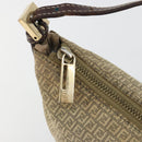 FENDI Zucchino Canvas Hand Pouch Beige Gold Auth 188611A-10