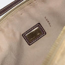 FENDI Zucchino Canvas Hand Pouch Beige Gold Auth 188611A-19