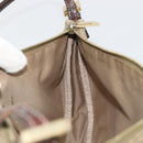 FENDI Zucchino Canvas Hand Pouch Beige Gold Auth 188611A-20