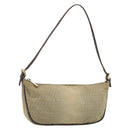 FENDI Zucchino Canvas Hand Pouch Beige Gold Auth 188611A-1