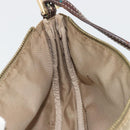 FENDI Zucchino Canvas Hand Pouch Beige Gold Auth 188611A-21