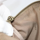 FENDI Zucchino Canvas Hand Pouch Beige Gold Auth 188611A-12