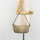 FENDI Zucchino Canvas Hand Pouch Beige Gold Auth 188611A-22