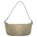 FENDI Zucchino Canvas Hand Pouch Beige Gold Auth 188611A-13