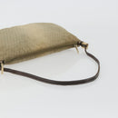FENDI Zucchino Canvas Hand Pouch Beige Gold Auth 188611A-7