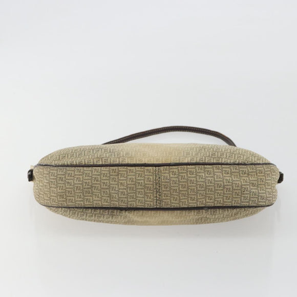 FENDI Zucchino Canvas Hand Pouch Beige Gold Auth 188611A