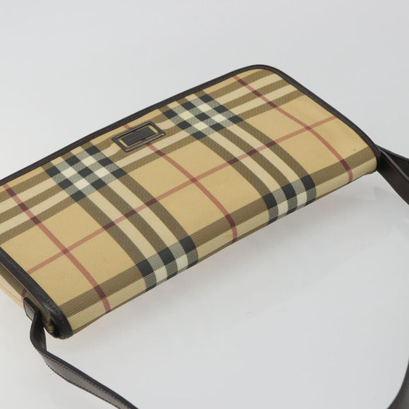 BURBERRY Nova Check Shoulder Bag PVC Beige Auth 188612A