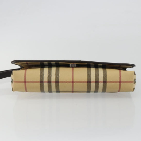 BURBERRY Nova Check Shoulder Bag PVC Beige Auth 188612A