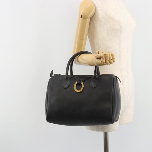 Christian Dior Trotter Canvas Hand Bag PVC Navy Gold Auth 188617