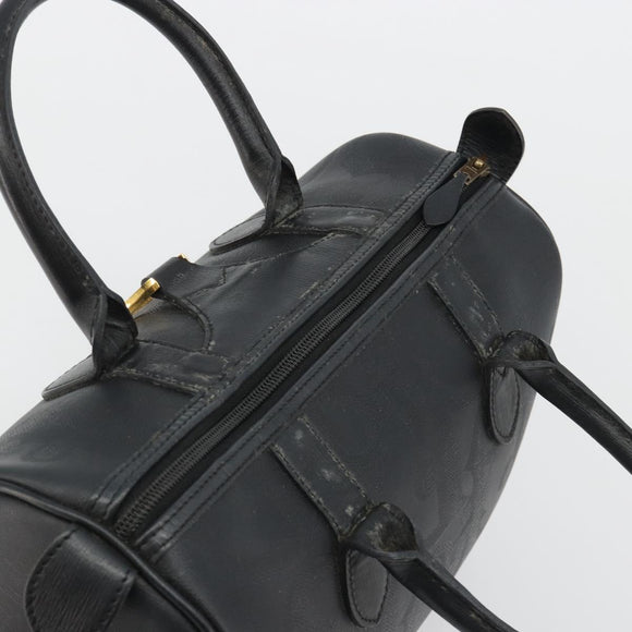 Christian Dior Trotter Canvas Hand Bag PVC Navy Gold Auth 188617