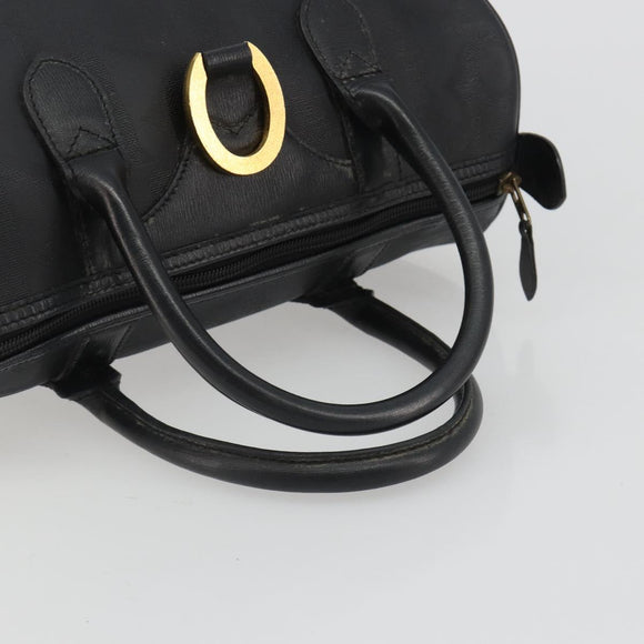 Christian Dior Trotter Canvas Hand Bag PVC Navy Gold Auth 188617