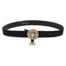Christian Dior Belt Suede Leather 32.3"" Black Gold Auth 188621-1